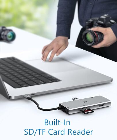 محور USB C، محطة إرساء USB C - محول USB C Hub متعدد المنافذ 8 في 1، ملحقات MacBook Pro Air مع 100 وات PD، 4K HDMI، 1 جيجابت في الثانية إيثرنت، 2 منافذ USB 3.0، قارئ بطاقة SD/TF، ​​2K VGA، لأجهزة Mac وXPS. . in Kuwait