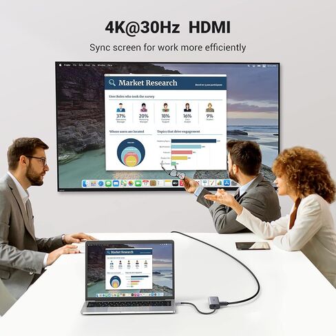 يوجرين موزع USB C 7 في 1 مع جيجابت ايثرنت، محول متعدد المنافذ من النوع C الى 4K HDMI، قاعدة شحن بي دي 100 واط، منافذ USB 3.0، قارئ بطاقات SD/TF، موزع USB-C لماك بوك برو/اير ام 1، اكس بي اس، ديل، اتش in Kuwait