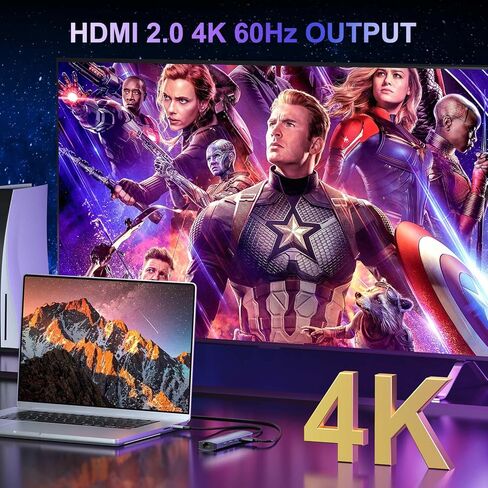 محول USB C Hub Ethernet متعدد المنافذ، KOZYC 6 في 1 USB C إلى HDMI Dock مع HDMI 4K 60 هرتز، 1 جيجابت في الثانية RJ45 Ethernet، 3 منافذ بيانات USB 3.2، 100 وات PD متوافق مع MacBook Air/Pro، XPS13/15، Dell in Kuwait