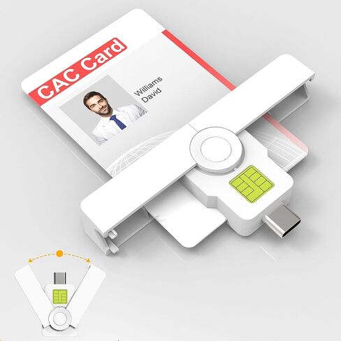 قارئ بطاقات CAC صغير قابل للطي من النوع C عسكري، قارئ بطاقات ذكية DOD Military USB وصول مشترك CAC، قارئ بطاقات PIV مدمج وبطاقة الائتمان ورقاقة الهوية، متوافق مع نظامي التشغيل Windows وLinux in Kuwait