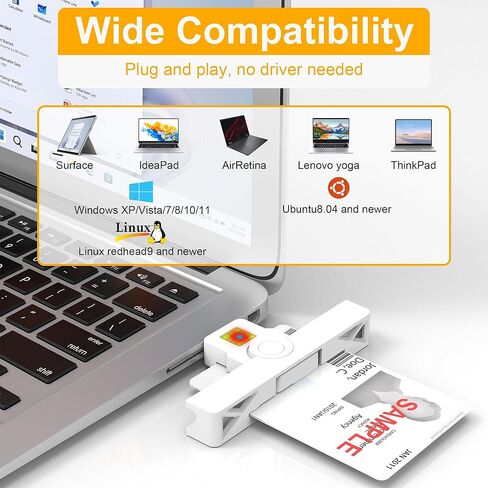 قارئ بطاقات CAC صغير قابل للطي من النوع C عسكري، قارئ بطاقات ذكية DOD Military USB وصول مشترك CAC، قارئ بطاقات PIV مدمج وبطاقة الائتمان ورقاقة الهوية، متوافق مع نظامي التشغيل Windows وLinux in Kuwait