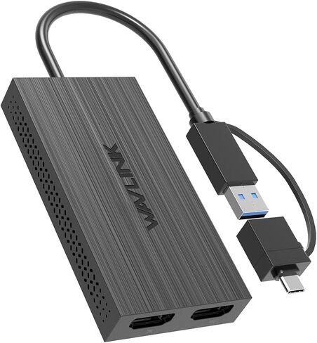 WAVLINK USB 3.0/C to HDMI Dual Display Adapter, Universal Video Graphics Adapter for Dual Monitors, Thunderbolt 3/4, 4K@30Hz+1080P@60Hz for Windows, Mac OS, NOT Support for Linux & iPad OS in Saudi Arabia
