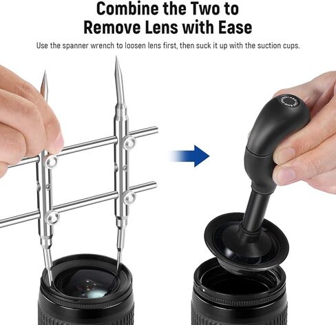 NEEWER Lens Sucker and Spanner Kit, IC Pick Up Vacuum Suction Pen with 7 Interchangeable Suction Cups and Curved Tips Camera Lens Spanner Wrench Stainless Steel Tool for Lens Repairing and Cleaning in Saudi Arabia