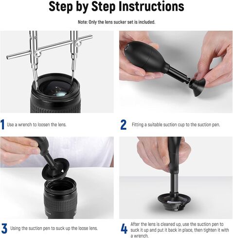NEEWER Lens Sucker and Spanner Kit, IC Pick Up Vacuum Suction Pen with 7 Interchangeable Suction Cups and Curved Tips Camera Lens Spanner Wrench Stainless Steel Tool for Lens Repairing and Cleaning in Saudi Arabia