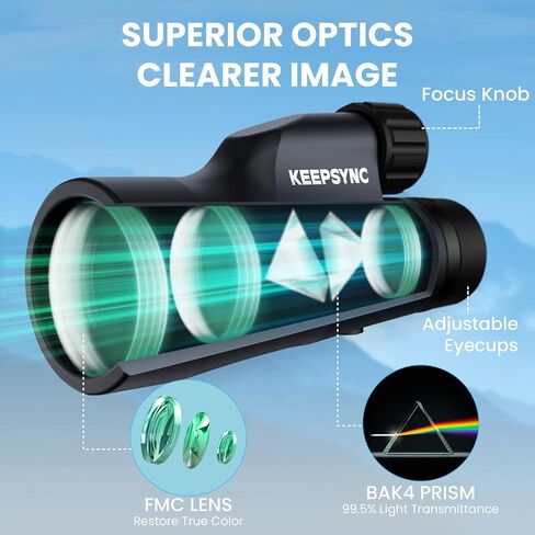 تلسكوب ExploreNature 12x50 أحادي العين - مثالي للصيد ومراقبة الحياة البرية | مجموعة كاملة مع حقيبة حمل ومحول للهاتف المحمول in Kuwait