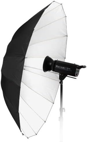 Fotodiox Pro 60in Parabolic White Reflective Umbrella Kit with Diffusion Cover - 16-Rib Black/White Photographic Umbrella in Saudi Arabia