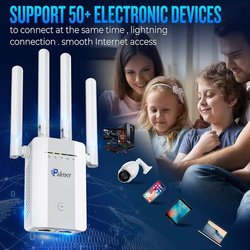 2023 WiFi Extender Signal Long Range Coverage to 10000+sq.ft and 53+ Devices, Internet Booster for Home, Wireless Internet Repeater 5 Modes, 1-Tap Setup,Supports Ethernet Port,Access Point in Kuwait