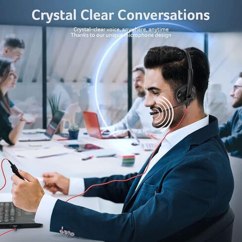 NUBWO HW03 USB Headset with Microphone for PC with in-Line Control,Wired Headphones with Mic for Mac,Laptop,Smartphone,Business & Students Essentials in Kuwait