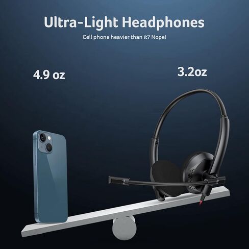 NUBWO HW03 USB Headset with Microphone for PC with in-Line Control,Wired Headphones with Mic for Mac,Laptop,Smartphone,Business & Students Essentials in Kuwait