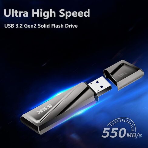 SSK 128GB USB SSD Solid State Flash Drive 550MB/s Fast Transfer Speed USB 3.2 Gen2 Thumb(Jump) Drive Memory Stick + USB C Adapter for Type-c Smartphone, Laptop, MacBook/Pro/Air and More in Kuwait