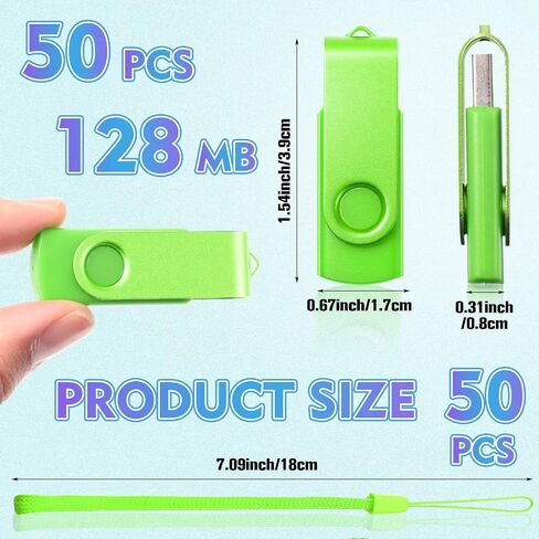 Xuhal 50 Pcs 128mb Flash Drive Pack Portable USB Thumb Drives with Lanyards Flash Memory Storage Device Swivel Thumb Drive Bulk for Data Storage Backup Transport Migration, Mixed 10 Color in Saudi Arabia
