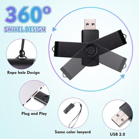 Xuhal 50 Pcs 128mb Flash Drive Pack Portable USB Thumb Drives with Lanyards Flash Memory Storage Device Swivel Thumb Drive Bulk for Data Storage Backup Transport Migration, Mixed 10 Color in Saudi Arabia