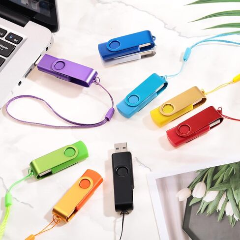 Xuhal 50 Pcs 128mb Flash Drive Pack Portable USB Thumb Drives with Lanyards Flash Memory Storage Device Swivel Thumb Drive Bulk for Data Storage Backup Transport Migration, Mixed 10 Color in Saudi Arabia