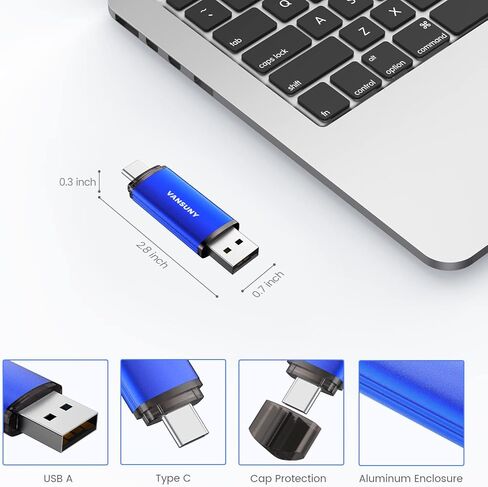 Vansuny 64 جيجابايت 5 عبوات USB من النوع C محركات أقراص فلاش 2 في 1 محرك فلاش مزدوج USB A + USB C OTG محرك أقراص فلاش للهواتف الذكية التي تعمل بنظام Android والكمبيوتر اللوحي والكمبيوتر المحمول (أزرق) in Kuwait
