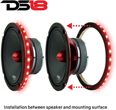 DS18 LRING8 Speaker Grill Ring - Fits 8" Speaker, RGB LED Lighting, Acrylic Ring, Marine Watertight Seal, Compatible with RGB Remote Module - One Ring in Kuwait