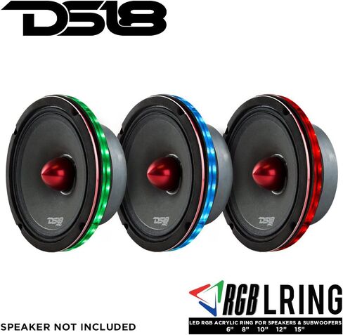 DS18 LRING8 Speaker Grill Ring - Fits 8" Speaker, RGB LED Lighting, Acrylic Ring, Marine Watertight Seal, Compatible with RGB Remote Module - One Ring in Kuwait
