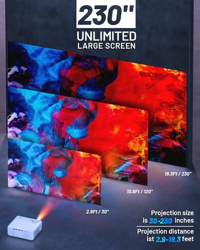 CLOKOWE 5G WiFi Projector with 100" Screen, Full HD Native 1080P Mini Projector, Portable Outdoor Movie Projector, 50%-100% Zoom, Compatible with iOS/Android/TV Stick/HDMI/USB in Kuwait