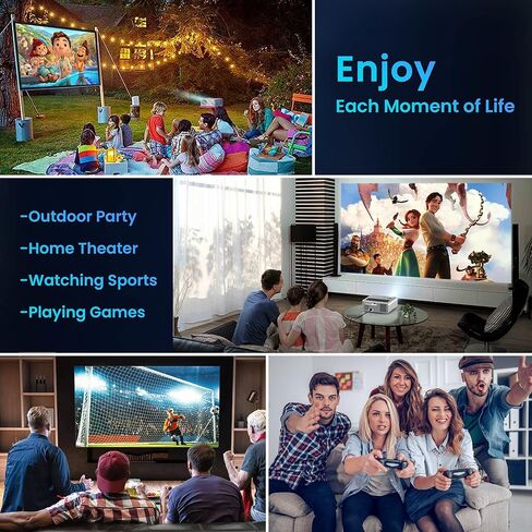 جهاز عرض واي فاي 5G 1080P يدعم 4K - او اس كيو 800 ANSI HD للافلام الخارجية مع بلوتوث، 4P و±50° كيستون، تكبير 50%، 300 انش يدعم فيديو السينما المنزلية PPT، PS4، تي في ستيك، لابتوب، هاتف، ابيض (O-410) in Kuwait