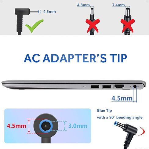 Laptop Charger for HP Smart Blue Tip Pavilion x360 x2 11 13 15 Elitebook 830 840 850 G3 G4 G5 G6 Probook 450 G5 640 650 G2 Spectre l25296-002 710412-001 741727-001 740015-003 854054 Power Supply Cord in Saudi Arabia