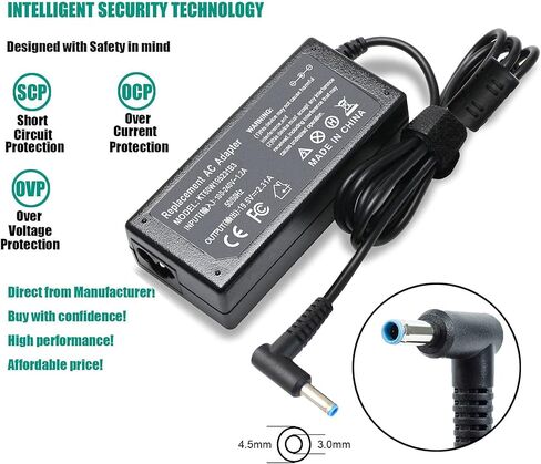 Laptop Charger for HP Smart Blue Tip Pavilion x360 x2 11 13 15 Elitebook 830 840 850 G3 G4 G5 G6 Probook 450 G5 640 650 G2 Spectre l25296-002 710412-001 741727-001 740015-003 854054 Power Supply Cord in Saudi Arabia