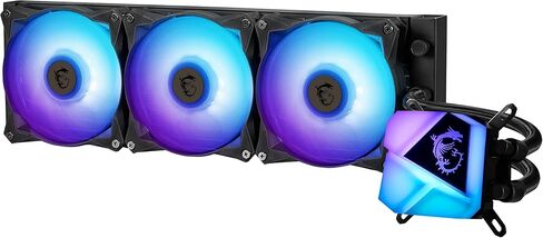 MSI MAG CoreLiquid C360 - مبرد سائل لوحدة المعالجة المركزية AIO ARGB - مشعاع 360 مم - جاهز لـ LGA 1700 - مراوح ثلاثية ARGB PWM مقاس 120 مم، أسود in Kuwait