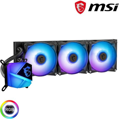 MSI MAG CoreLiquid C360 - مبرد سائل لوحدة المعالجة المركزية AIO ARGB - مشعاع 360 مم - جاهز لـ LGA 1700 - مراوح ثلاثية ARGB PWM مقاس 120 مم، أسود in Kuwait