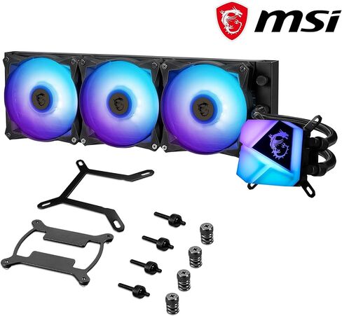 MSI MAG CoreLiquid C360 - مبرد سائل لوحدة المعالجة المركزية AIO ARGB - مشعاع 360 مم - جاهز لـ LGA 1700 - مراوح ثلاثية ARGB PWM مقاس 120 مم، أسود in Kuwait