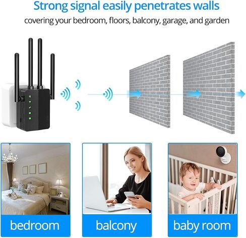موسع نطاق WiFi 1200 ميجابت في الثانية مكرر معزز الإشارة، Foscam 2.4G و5 جيجا هرتز مضخم لاسلكي ثنائي النطاق مع مؤشر إشارة ذكي، إعداد زر واحد مع منفذ إيثرنت in Saudi Arabia