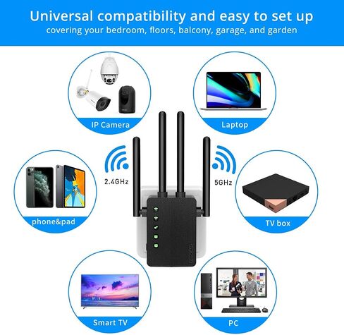 موسع نطاق WiFi 1200 ميجابت في الثانية مكرر معزز الإشارة، Foscam 2.4G و5 جيجا هرتز مضخم لاسلكي ثنائي النطاق مع مؤشر إشارة ذكي، إعداد زر واحد مع منفذ إيثرنت in Saudi Arabia