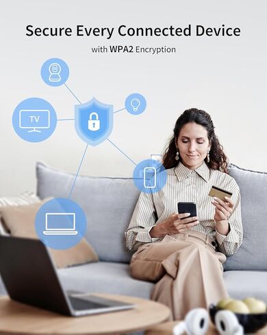 تغطية موسع WiFi ioGiant AC1200 حتى 1500 قدم مربع. و30 جهازًا، معزز إشارة موسع واي فاي للمنزل ثنائي النطاق 5 جيجا هرتز + 2.4 جيجا هرتز، معزز واي فاي ومضخم إشارة WPS، معزز إنترنت سهل الإعداد in Kuwait