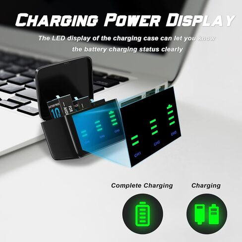 Bonadget 2000mAh 3-Pack Battery and 3-Channel Storage Charger for Gopro Hero 10/9 with USB & Type-C Charging Port Compatible with Gopro Hero 10 Black Battery and Charger Bundle with LED Display Screen in Kuwait