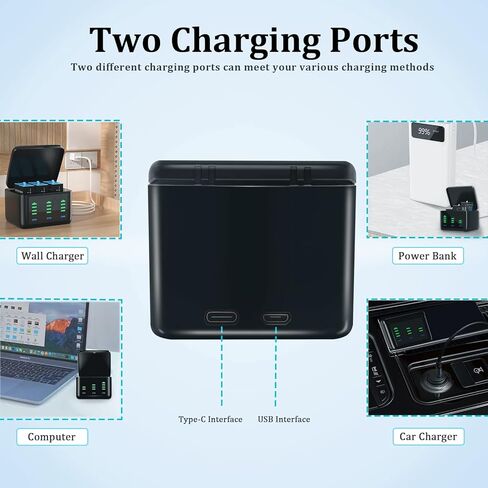 Bonadget 2000mAh 3-Pack Battery and 3-Channel Storage Charger for Gopro Hero 10/9 with USB & Type-C Charging Port Compatible with Gopro Hero 10 Black Battery and Charger Bundle with LED Display Screen in Kuwait