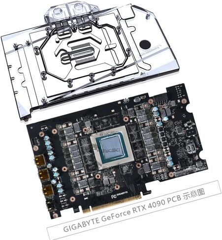 كتلة تبريد المياه GPU النحاسية GPU Waterblock بطاقة الرسومات كتلة تبريد المياه لجيجابايت GeForce RTX 4090 Windforce 24G (5V ARGB Aura Effect LED Lights GPU Block مع لوحة خلفية) in Kuwait