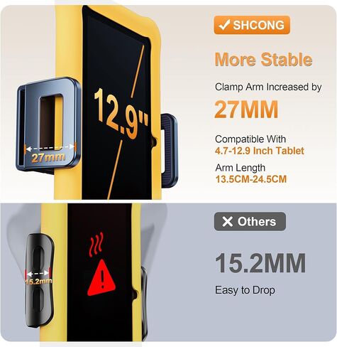 SHCONG 【2023 حامل كمبيوتر لوحي iPad الجيل الرابع للسيارة، 【قابل للتمديد 29.8 سم】، حامل سيارة iPad المقعد الخلفي للأطفال، مسند رأس عالمي بنسبة 99% لجميع الأجهزة اللوحية 4.7 ~ 12.9 بوصة، iPad Pro Air Mini in Kuwait