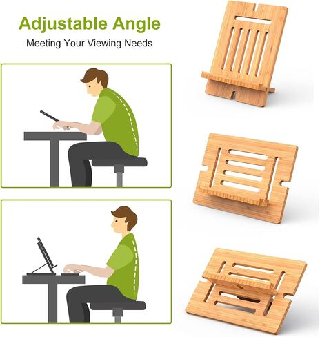 Pezin & Hulin Bamboo Tablet Stand Adjustable -Natural Bamboo in Saudi Arabia