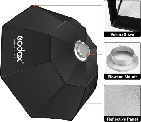 Godox FW95 37 بوصة/95 سم عاكس سوفت بوكس ​​مثمن مع شبكة قرص العسل وحقيبة لفلاش Speedlight (حامل بوينز) in Kuwait