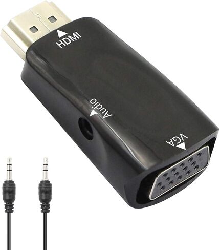 YACSEJAO HDMI to VGA Adapter，1080P HDMI Male to VGA Female Converter with Audio Compatible with Monitor, Laptop, Computer, PC, Desktop, Projector, HDTV, Chromebook, Ultrabooks and More in Kuwait