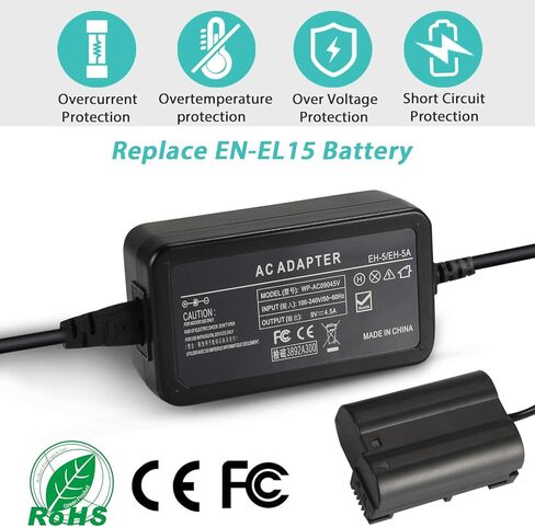 مجموعة شاحن محول طاقة الكاميرا EH-5 Plus EP-5B من باوإيفر مجموعة طاقة تيار متردد لنيكون D500 P520 و P530 و D600 و D610 و D750 و D7000 و D7100 و D800 و D800E و D810 in Kuwait