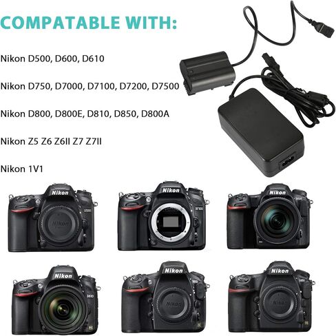 مجموعة شاحن محول طاقة الكاميرا EH-5 Plus EP-5B من باوإيفر مجموعة طاقة تيار متردد لنيكون D500 P520 و P530 و D600 و D610 و D750 و D7000 و D7100 و D800 و D800E و D810 in Kuwait