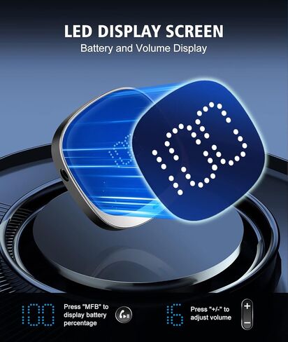 محول BCADON Bluetooth AUX للسيارة، جهاز استقبال بلوتوث 5.3 مع شاشة LED، محول سيارة بلوتوث للستيريو المنزلي/سماعات الرأس السلكية/مكبر الصوت، اتصال مزدوج، ميكروفون HiFi مدمج in Kuwait