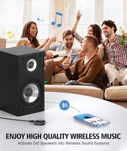 محول BCADON Bluetooth AUX للسيارة، جهاز استقبال بلوتوث 5.3 مع شاشة LED، محول سيارة بلوتوث للستيريو المنزلي/سماعات الرأس السلكية/مكبر الصوت، اتصال مزدوج، ميكروفون HiFi مدمج in Kuwait