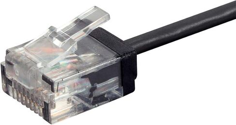 كابل تصحيح Monoprice Micro Slimrun Cat6 Ethernet - 50 قدم - أسود، مجدول، 550 ميجا هرتز، Utp، سلك نحاسي عاري نقي، 32AWG in Kuwait