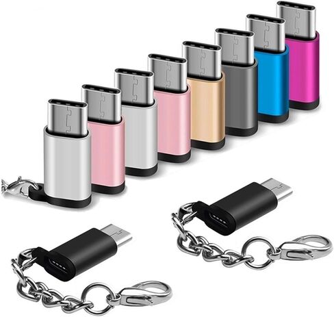 محول USB من النوع C 10 حزم من محول Micro USB أنثى إلى USB-C ذكر موصل كابل Android مع شاحن سلسلة مفاتيح يناسب Samsung Galaxy S10 S9 S8 Plus S9+ Note 10 10+ 9 8 LG V30 V20 G7 G6 G5 Pixel 3 Moto in Kuwait