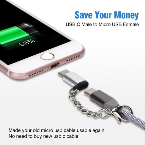 محول USB من النوع C 10 حزم من محول Micro USB أنثى إلى USB-C ذكر موصل كابل Android مع شاحن سلسلة مفاتيح يناسب Samsung Galaxy S10 S9 S8 Plus S9+ Note 10 10+ 9 8 LG V30 V20 G7 G6 G5 Pixel 3 Moto in Kuwait