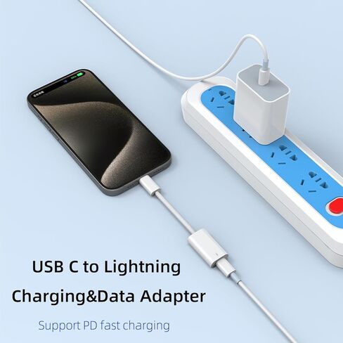 Jadebones 2 حزمة USB C ذكر إلى Lightning Female محول لـ iPhone 15 / Plus / Pro / Pro Max، iPad Pro / Air، واحد فقط للصوت / سماعة الرأس، واحد فقط للشحن ونقل البيانات in Kuwait