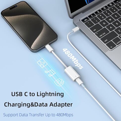 Jadebones 2 حزمة USB C ذكر إلى Lightning Female محول لـ iPhone 15 / Plus / Pro / Pro Max، iPad Pro / Air، واحد فقط للصوت / سماعة الرأس، واحد فقط للشحن ونقل البيانات in Kuwait
