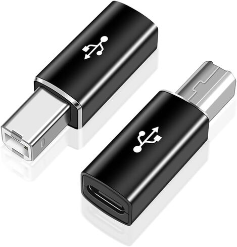 Herfair USB B to USB C Adapter (2 Pack) USB-C Female to Printer Male Converter USB Type C to Midi USB B Connector Support Data Sync Compatible with Printer Scanner Fax Machine Electronic Piano in Kuwait