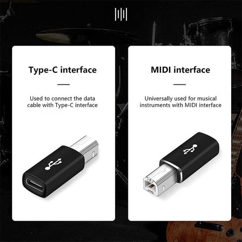 Herfair USB B to USB C Adapter (2 Pack) USB-C Female to Printer Male Converter USB Type C to Midi USB B Connector Support Data Sync Compatible with Printer Scanner Fax Machine Electronic Piano in Kuwait