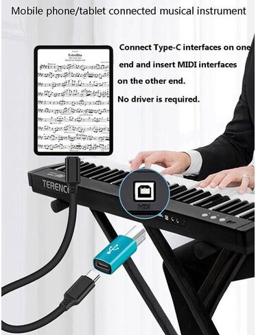 Herfair USB B to USB C Adapter (2 Pack) USB-C Female to Printer Male Converter USB Type C to Midi USB B Connector Support Data Sync Compatible with Printer Scanner Fax Machine Electronic Piano in Kuwait