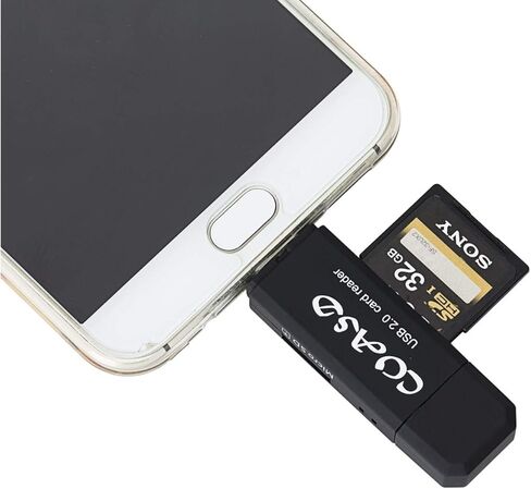 قارئ بطاقات SD من COASD / محول بطاقة SD SD/Micro SD قارئ بطاقات/ Micro OTG/USB 2.0 متعدد الوظائف قارئ بطاقات/ كاتب للكمبيوتر الشخصي واللاب توب والهواتف الذكية والتابلت - أسود in Kuwait